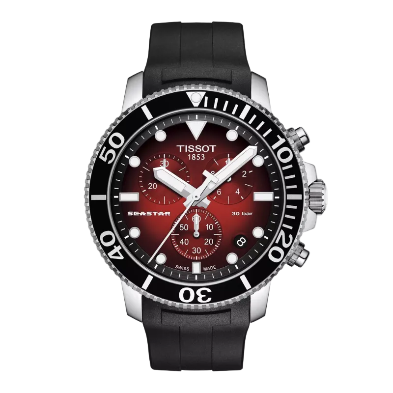 Tissot Seastar 1000 Chronograph - Dark Red Dial (Rubber Strap) T120.417.17.421.00
