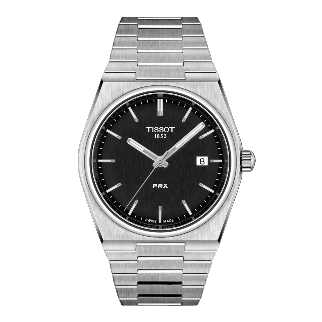 Tissot PRX T137.410.11.051.00 with black dial and integrated steel bracelet