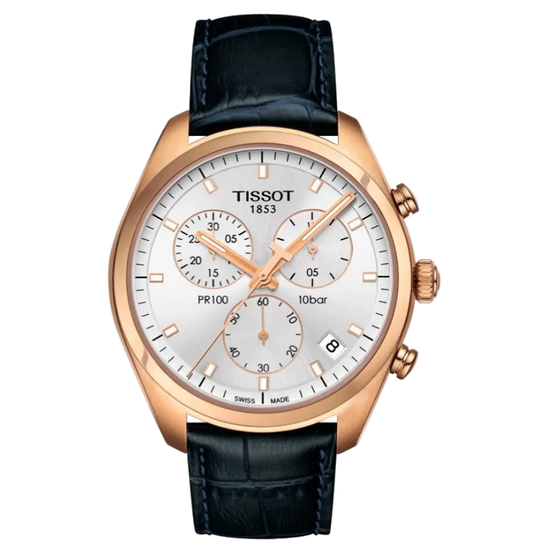 Tissot PR 100 Chronograph 41 mm – Sudrabs un rozā zelts T101.417.36.031.00