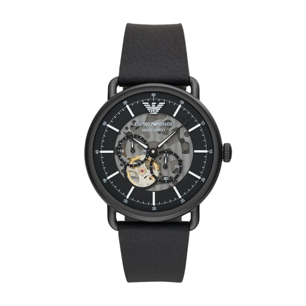 Emporio Armani Aviator 43 mm – Black Skeleton Dial