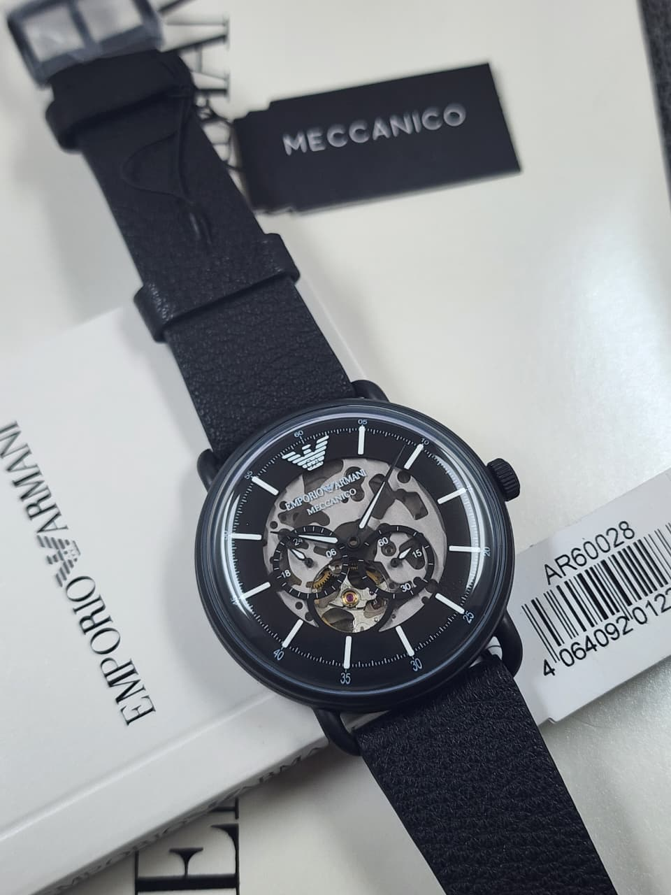 Emporio Armani Aviator 43 mm – Black Skeleton Dial
