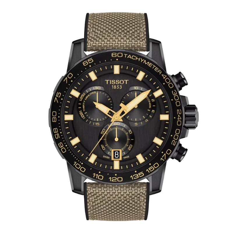 Tissot Supersport Chrono - Melns (Auduma Aproce) 45.5mm